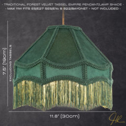 Happy Homewares Traditional Victorian Empire Lampshade In Soft Forest Green Velvet With Tassels - thumbnail 7