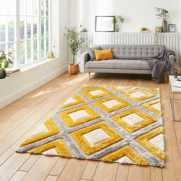 Grey Yellow Modern Shaggy Geometric Easy To Clean Rug For Living Room Bedroom And Dining Room-80Cm X 150Cm - thumbnail 1