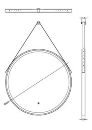 Balterley Quixhill Round Framed Led Touch Sensor Mirror With Demister & Hanging Strap, 800mm - Black - thumbnail 4