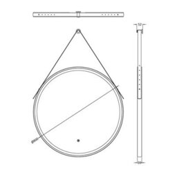 Balterley Quixhill Round Framed Led Touch Sensor Mirror With Demister & Hanging Strap, 800mm - Black - thumbnail 2