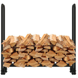 Amos Heavy Duty 4Ft Firewood Rack Fireplace Log Rack Black - thumbnail 3
