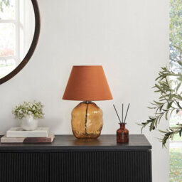 Furniturebox Uk Flynn Orange Glass Table Lamp