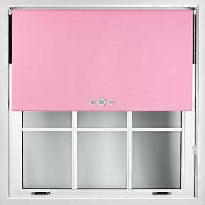 Furnished Blackout Roller Blinds With Triple Round Eyelets & Metal Fittings - Pink (W)185Cm (L)210Cm