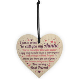 Red Ocean Thank You Auntie Christmas Gift Wooden Heart Plaque Sister Birthday Gifts For Her - thumbnail 5