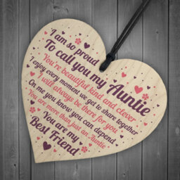 Red Ocean Thank You Auntie Christmas Gift Wooden Heart Plaque Sister Birthday Gifts For Her - thumbnail 6