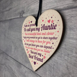 Red Ocean Thank You Auntie Christmas Gift Wooden Heart Plaque Sister Birthday Gifts For Her - thumbnail 7