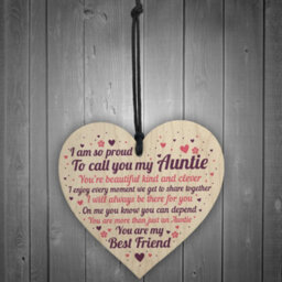 Red Ocean Thank You Auntie Christmas Gift Wooden Heart Plaque Sister Birthday Gifts For Her - thumbnail 2