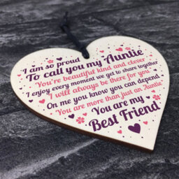 Red Ocean Thank You Auntie Christmas Gift Wooden Heart Plaque Sister Birthday Gifts For Her - thumbnail 8