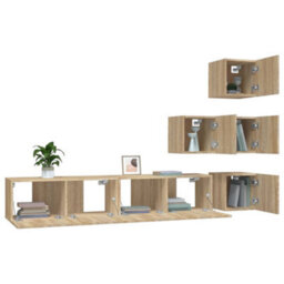Berkfield Wall-Mounted Tv Cabinet Sonoma Oak Engineered Wood - thumbnail 4