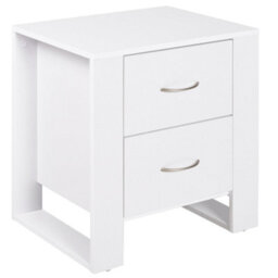 Wyld Haus Tocoma White 2-Drawer Bedside Table With Silver Metal Handles 48W X 39D X 54H Cm - thumbnail 2