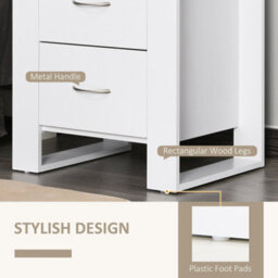 Wyld Haus Tocoma White 2-Drawer Bedside Table With Silver Metal Handles 48W X 39D X 54H Cm - thumbnail 5