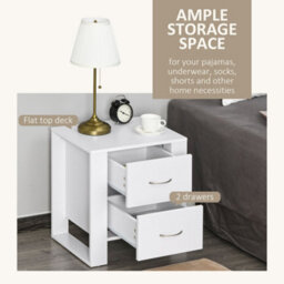 Wyld Haus Tocoma White 2-Drawer Bedside Table With Silver Metal Handles 48W X 39D X 54H Cm - thumbnail 4