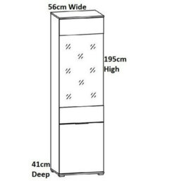 Impact Furniture Glass Display Cabinet Leds Tall Slim Shelving Unit White Gloss Oak Effect Zele - thumbnail 3