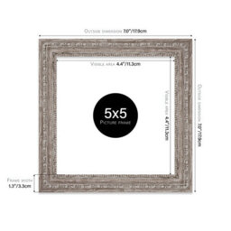 5X5 Walnut Ornate Picture Frame (12.7 X 12.7Cm) Poster, Photo, Artwork, Gallery Wall Or Print - thumbnail 2