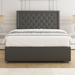 Bsspoke Nova Divan Bed In Grey Plush Velvet With 24Inch Headboard & No Mattress No Drawers In Double King 4Ft 6Ft - thumbnail 2