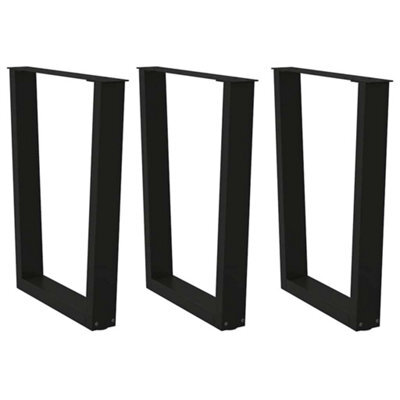Berkfield Dining Table Legs V-Shape 3 Pcs Black 70X(72-73.3) Cm Steel - image 1