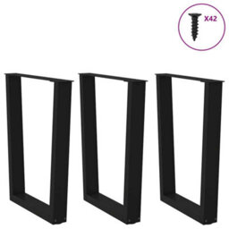 Berkfield Dining Table Legs V-Shape 3 Pcs Black 70X(72-73.3) Cm Steel - thumbnail 3