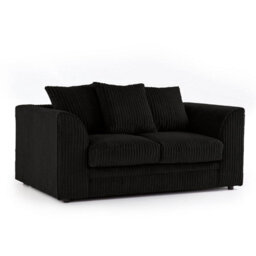 Furnishings For Less UK Luxor Jumbo Cord Black 3 + 2 Fabric Sofa Suite - thumbnail 3