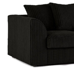 Furnishings For Less UK Luxor Jumbo Cord Black 3 + 2 Fabric Sofa Suite - thumbnail 6