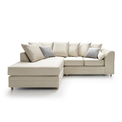 Abakus Direct Chicago Velvet Left Facing Corner Sofa In Cream - image 1