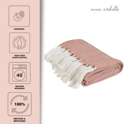 Anna Michelle Designs Chevron Rose Handwoven Throw Recycled Plastic Bottles - thumbnail 2