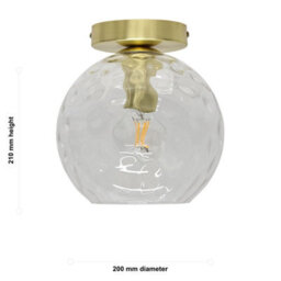First Choice Lighting Set Of 2 Barnum - Clear Dimple Glass Globe Satin Brass Ceiling Lights - thumbnail 6