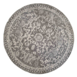 Loomed Silver Grey Traditional Medallion Bordered Round Circlular Rug 120Cm Diameter - thumbnail 4