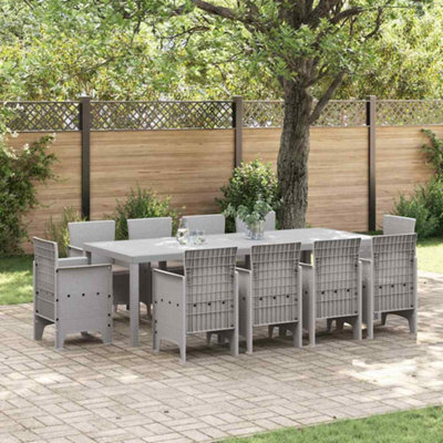 Berkfield Garden Dining Set 11 Pcs Light Grey Polt Rattan - image 1