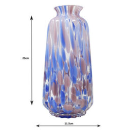 Straits Medium Ribbed Pastel Blue & Pink Glass Flower Vase 25Cm - thumbnail 2