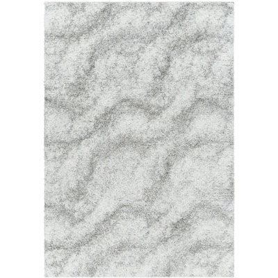 Livabliss Cloudy Shaggy-Solid Color Ivory Grey Plush Soft Pile Living Bedroom Rug 120 X 170 Cm Easy Care, Non Shedding - image 1