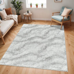 Livabliss Cloudy Shaggy-Solid Color Ivory Grey Plush Soft Pile Living Bedroom Rug 120 X 170 Cm Easy Care, Non Shedding - thumbnail 2