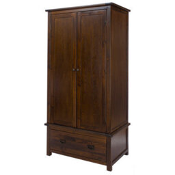 Core Products Wardrobe 2 Door, 1 Drawer, Rich Dark Brown Lacquer Finish, Boston Range H190.0Cm X W90.0Cm X D55.0Cm - thumbnail 1