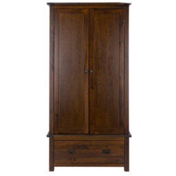 Core Products Wardrobe 2 Door, 1 Drawer, Rich Dark Brown Lacquer Finish, Boston Range H190.0Cm X W90.0Cm X D55.0Cm - thumbnail 2