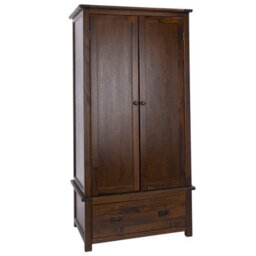 Core Products Wardrobe 2 Door, 1 Drawer, Rich Dark Brown Lacquer Finish, Boston Range H190.0Cm X W90.0Cm X D55.0Cm - thumbnail 3