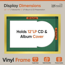 "AK Frames 25X17"" Gold Modern Vinyl Record Frame With Emerald Mount For 12 Inch Lp Cover & Disc - Overlapped Design" - thumbnail 2