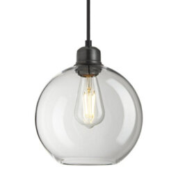 Industville Orlando Glass Globe Pendant - 9 Inch, Clear Glass Globe - 9 Inch, Pewter Pendant Holder - thumbnail 1