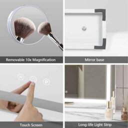 White Rectangular Freestanding Illuminated Hollywood Cosmetic Mirror (H)46Cm (W)58Cm - thumbnail 3