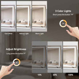 White Rectangular Freestanding Illuminated Hollywood Cosmetic Mirror (H)46Cm (W)58Cm - thumbnail 6