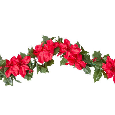 Homescapes Artificial Red Poinsettia Berry Garland, 175 Cm - image 1