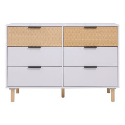 Living And Home White And Brown Wooden 6 Drawer Chest W 110 Cm X D 40 Cm X H 75.5 Cm - thumbnail 3