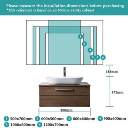Maerts-E Illuminated Led Bathroom Wall Mirror With Dimmable 3 Lights,demister 1200X700mm Touch Switch - thumbnail 9