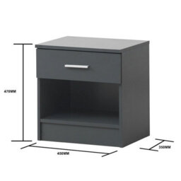 Timber Art Design Bedside Cabinet Bedroom Furniture Nightstand Table 1 Drawer Dark Grey - thumbnail 8