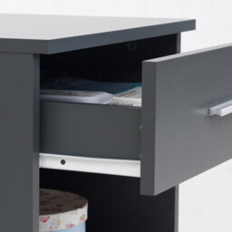 Timber Art Design Bedside Cabinet Bedroom Furniture Nightstand Table 1 Drawer Dark Grey - thumbnail 5