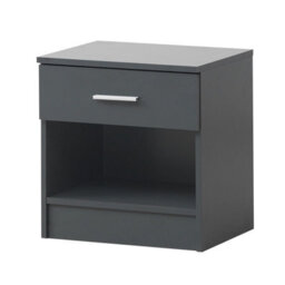 Timber Art Design Bedside Cabinet Bedroom Furniture Nightstand Table 1 Drawer Dark Grey - thumbnail 7