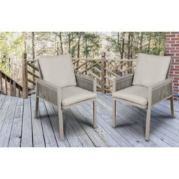 Loops 6 Pack Garden Dining Chairs & Armrests - Light Grey Aluminium & Rope - Outdoor - thumbnail 9