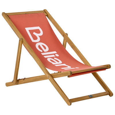 Beliani Folding Deck Chair Anzio Acacia Wood Red - image 1