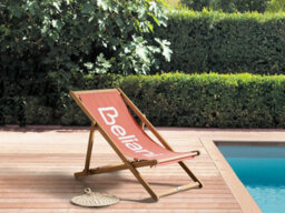 Beliani Folding Deck Chair Anzio Acacia Wood Red - thumbnail 2