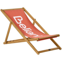 Beliani Folding Deck Chair Anzio Acacia Wood Red - thumbnail 5