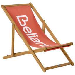 Beliani Folding Deck Chair Anzio Acacia Wood Red - thumbnail 4