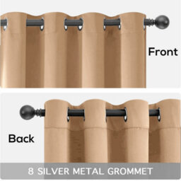 Bedlooms Beige Blackout Curtains Living Room Bedroom Thermal Insulated Curtain (Pair) 90 X 90 Inches With Tie Backs Two - thumbnail 6